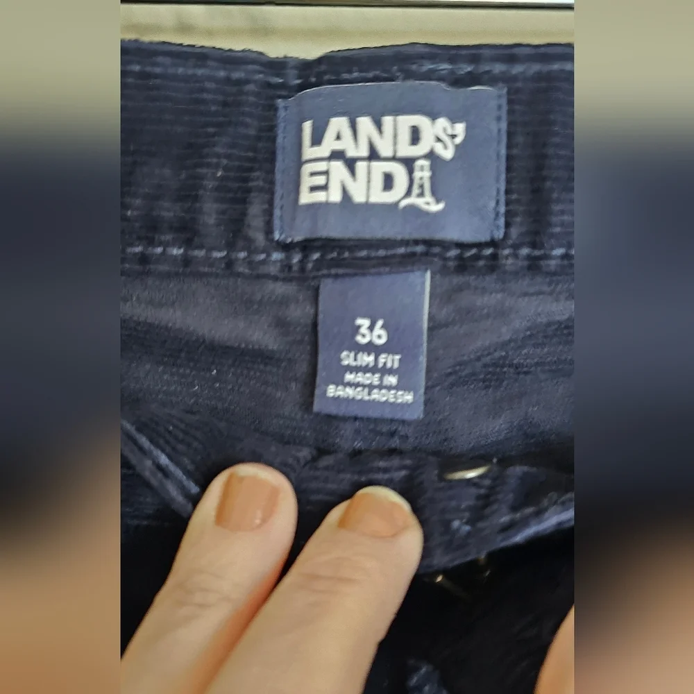 NWT Mens 36x33 Lands' End Slim Stretch Corduroy Pant Navy